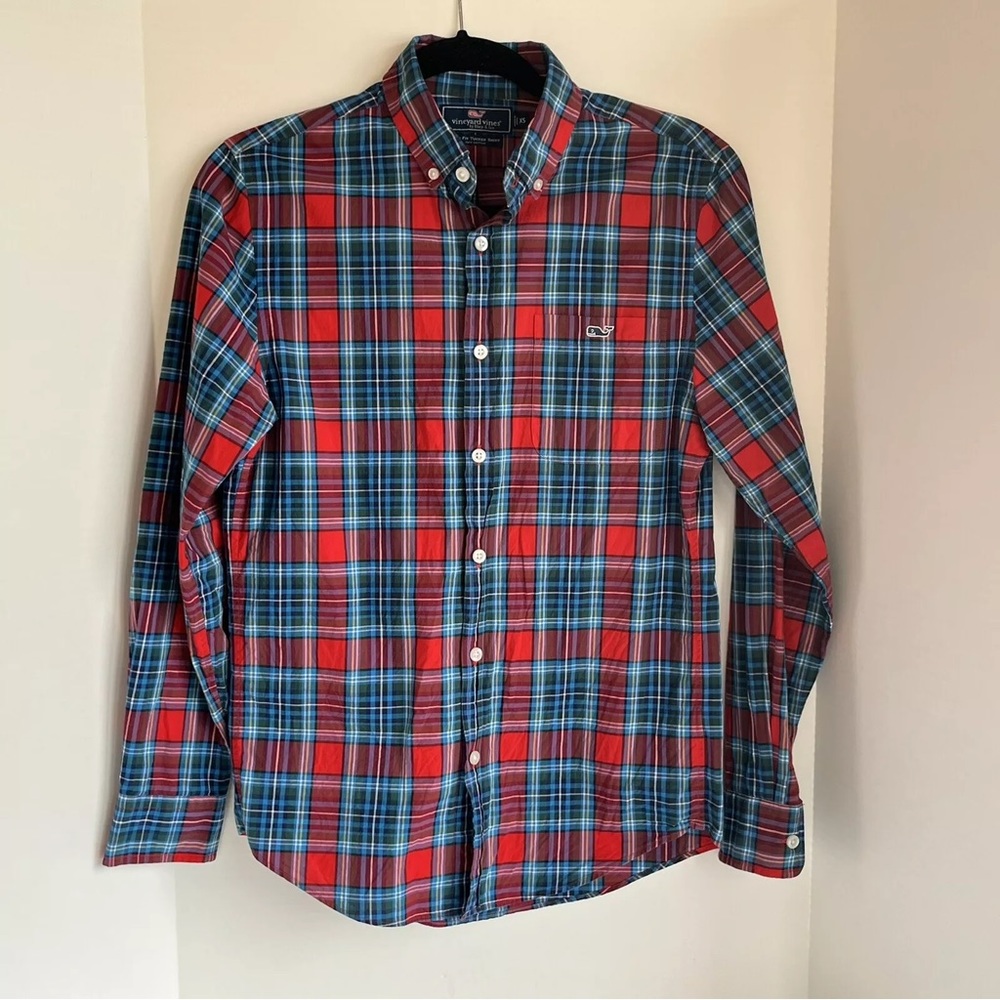 Vineyard Vines Slim Fit Tucker Shirt Red Plaid Button Down Mens Size XL